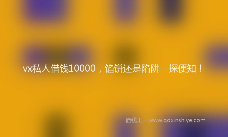vx私人借钱10000，馅饼还是陷阱一探便知！