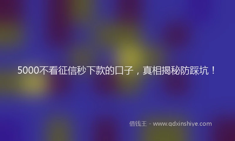 5000不看征信秒下款的口子，真相揭秘防踩坑！
