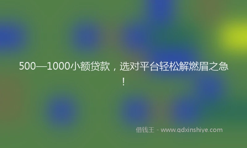 500—1000小额贷款，选对平台轻松解燃眉之急！
