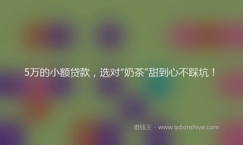 5万的小额贷款，选对“奶茶”甜到心不踩坑！