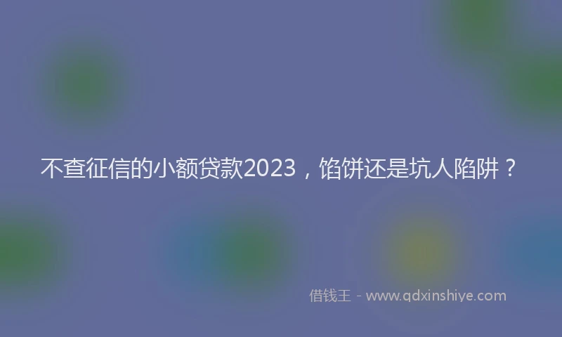 不查征信的小额贷款2023，馅饼还是坑人陷阱？