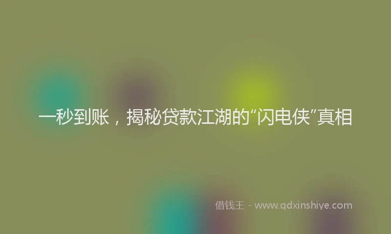 一秒到账，揭秘贷款江湖的“闪电侠”真相