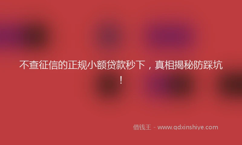 不查征信的正规小额贷款秒下，真相揭秘防踩坑！