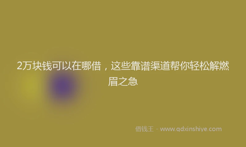 2万块钱可以在哪借，这些靠谱渠道帮你轻松解燃眉之急