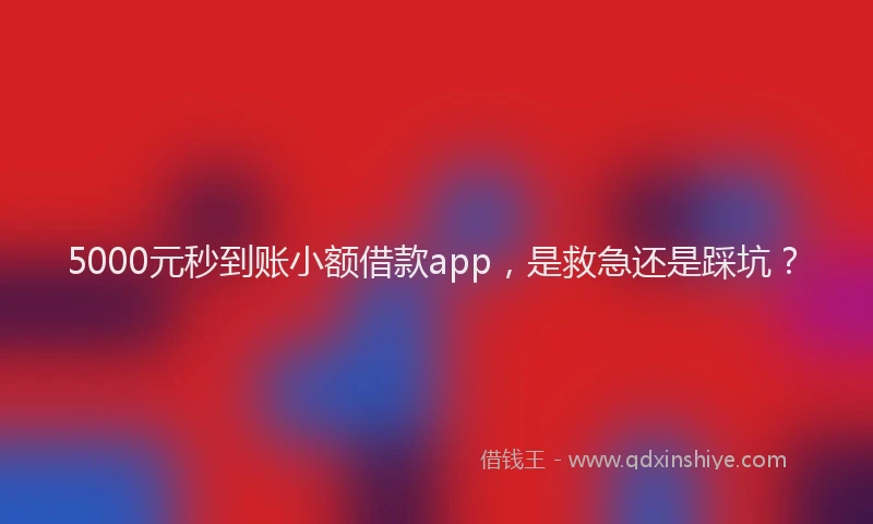 5000元秒到账小额借款app，是救急还是踩坑？