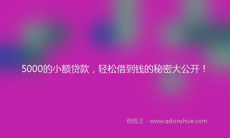 5000的小额贷款，轻松借到钱的秘密大公开！