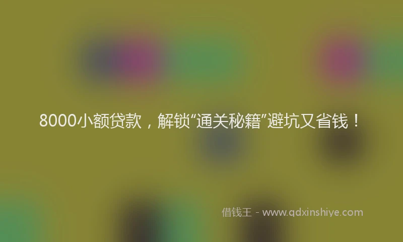 8000小额贷款，解锁“通关秘籍”避坑又省钱！