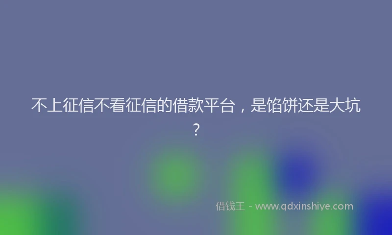 不上征信不看征信的借款平台，是馅饼还是大坑？