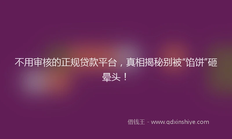 不用审核的正规贷款平台，真相揭秘别被“馅饼”砸晕头！