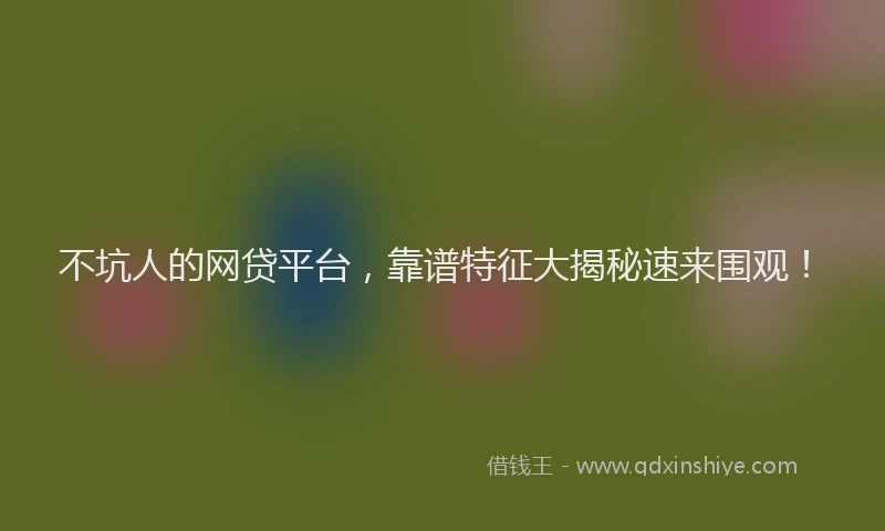 不坑人的网贷平台，靠谱特征大揭秘速来围观！