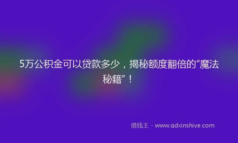 5万公积金可以贷款多少，揭秘额度翻倍的“魔法秘籍”！