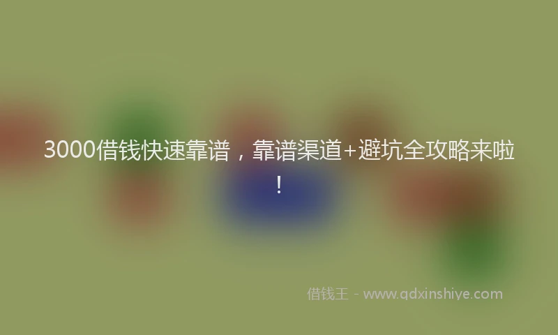 3000借钱快速靠谱，靠谱渠道+避坑全攻略来啦！