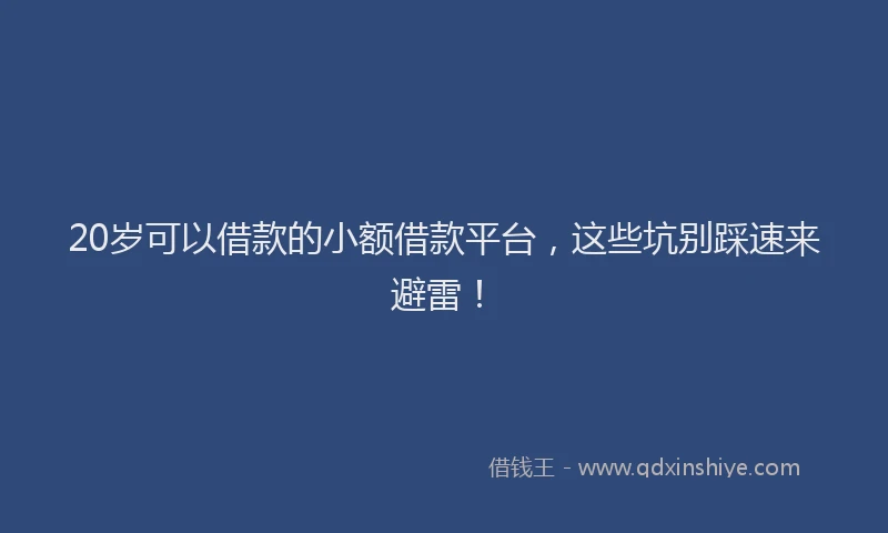 20岁可以借款的小额借款平台，这些坑别踩速来避雷！