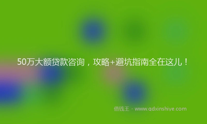 50万大额贷款咨询，攻略+避坑指南全在这儿！