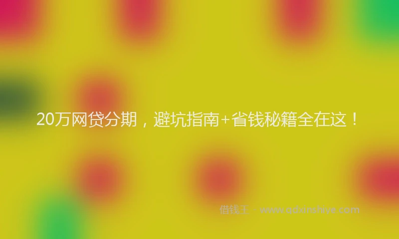 20万网贷分期,避坑指南+省钱秘籍全在这!