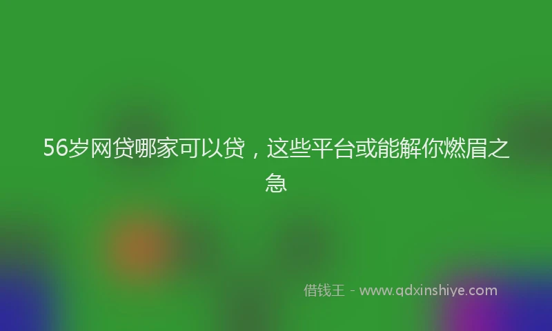 56岁网贷哪家可以贷，这些平台或能解你燃眉之急