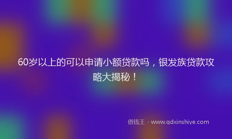 60岁以上的可以申请小额贷款吗，银发族贷款攻略大揭秘！