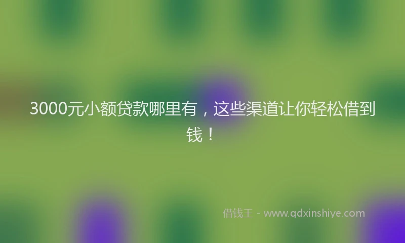 3000元小额贷款哪里有，这些渠道让你轻松借到钱！