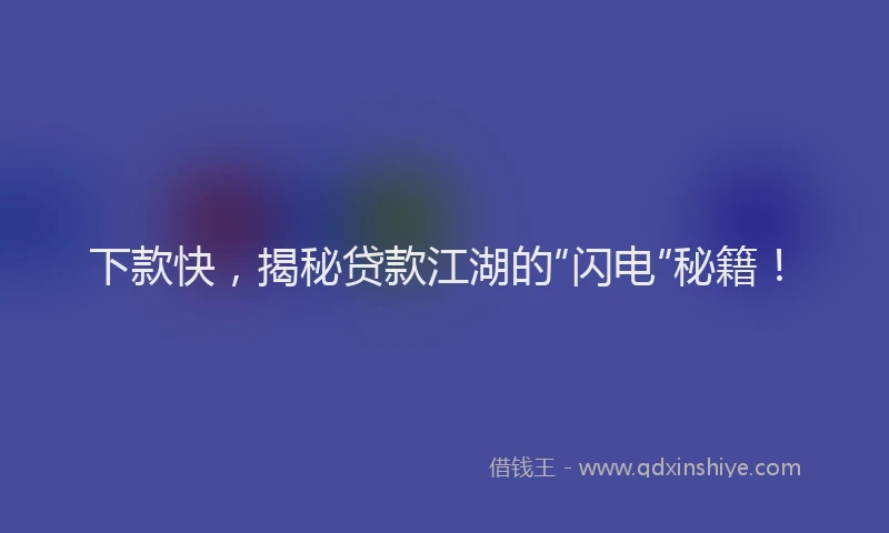 下款快，揭秘贷款江湖的“闪电”秘籍！