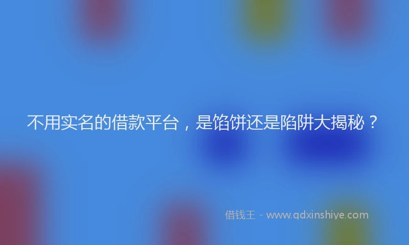 不用实名的借款平台，是馅饼还是陷阱大揭秘？