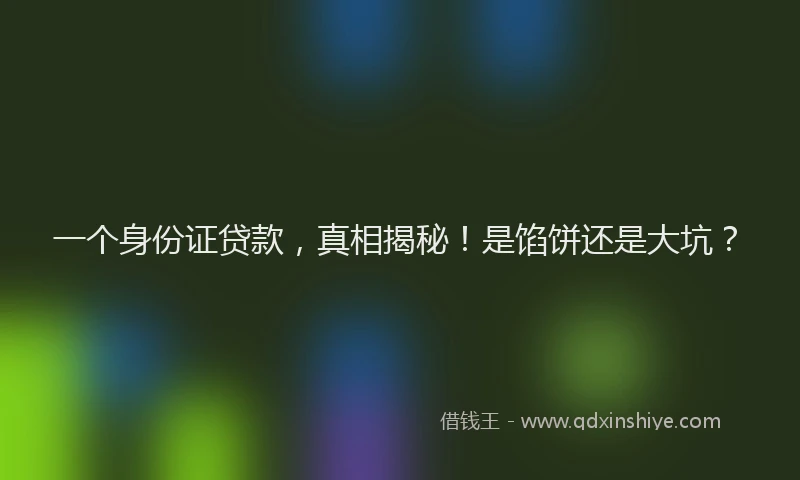 一个身份证贷款，真相揭秘！是馅饼还是大坑？