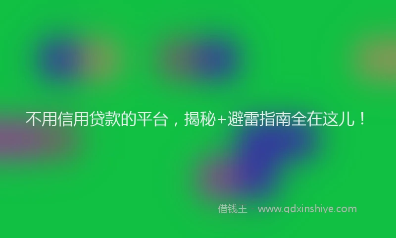 不用信用贷款的平台，揭秘+避雷指南全在这儿！