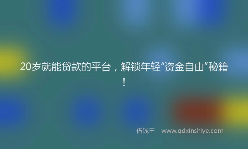 20岁就能贷款的平台，解锁年轻“资金自由”秘籍！