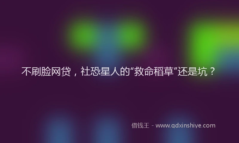 不刷脸网贷，社恐星人的“救命稻草”还是坑？