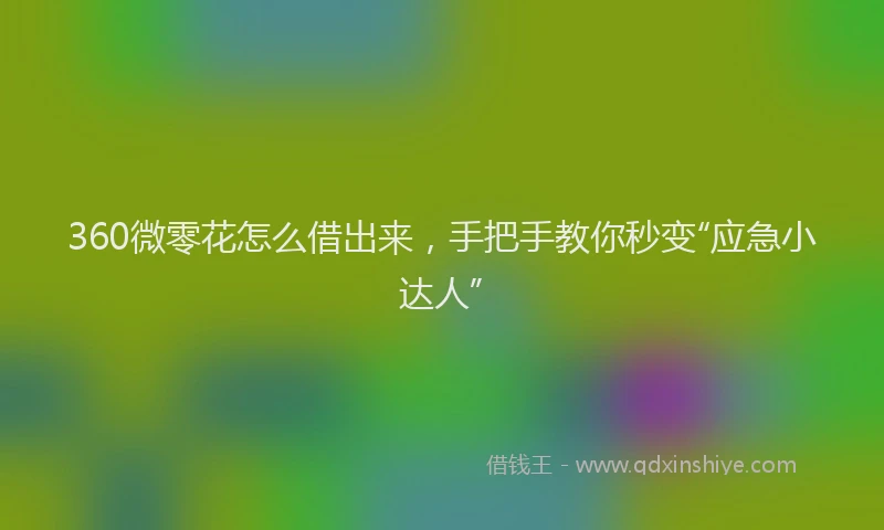 360微零花怎么借出来，手把手教你秒变“应急小达人”