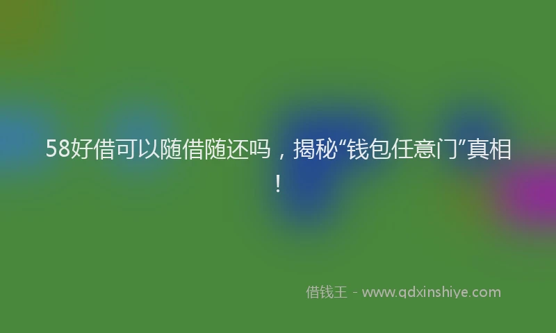 58好借可以随借随还吗，揭秘“钱包任意门”真相！