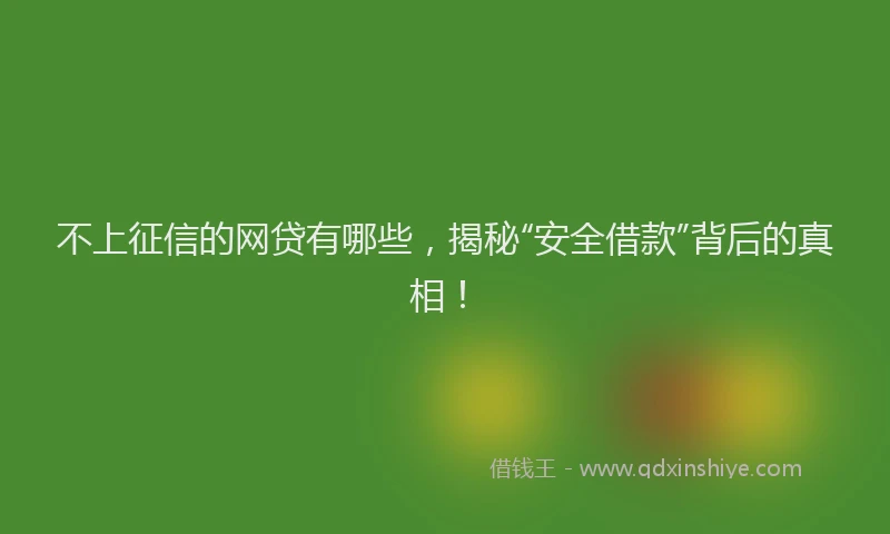 不上征信的网贷有哪些，揭秘“安全借款”背后的真相！