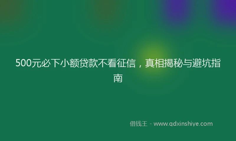 500元必下小额贷款不看征信，真相揭秘与避坑指南