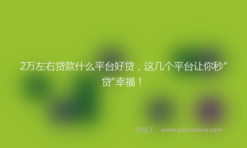 2万左右贷款什么平台好贷，这几个平台让你秒“贷”幸福！