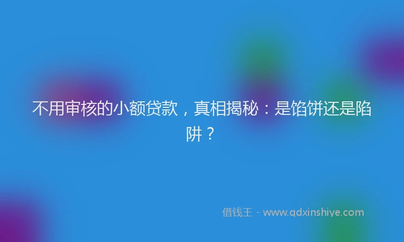 不用审核的小额贷款，真相揭秘：是馅饼还是陷阱？