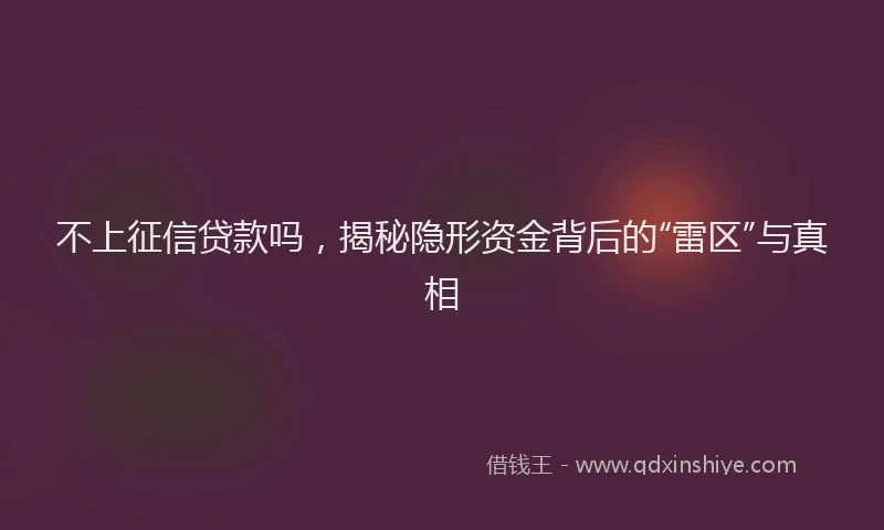 不上征信贷款吗，揭秘隐形资金背后的“雷区”与真相