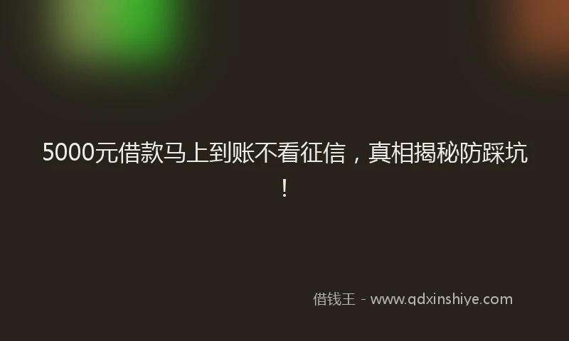 5000元借款马上到账不看征信，真相揭秘防踩坑！