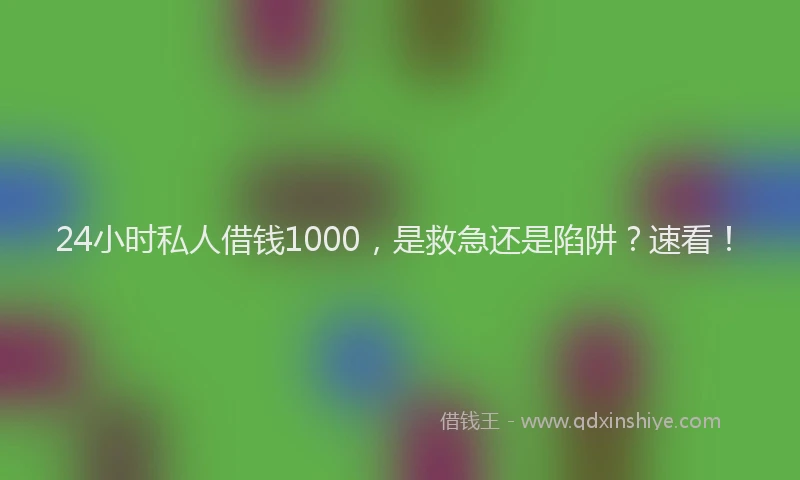 24小时私人借钱1000，是救急还是陷阱？速看！