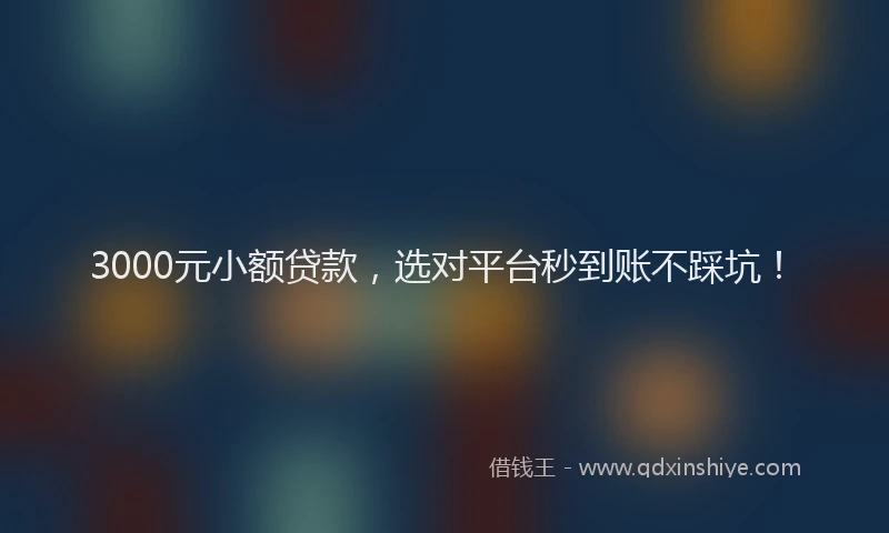 3000元小额贷款，选对平台秒到账不踩坑！