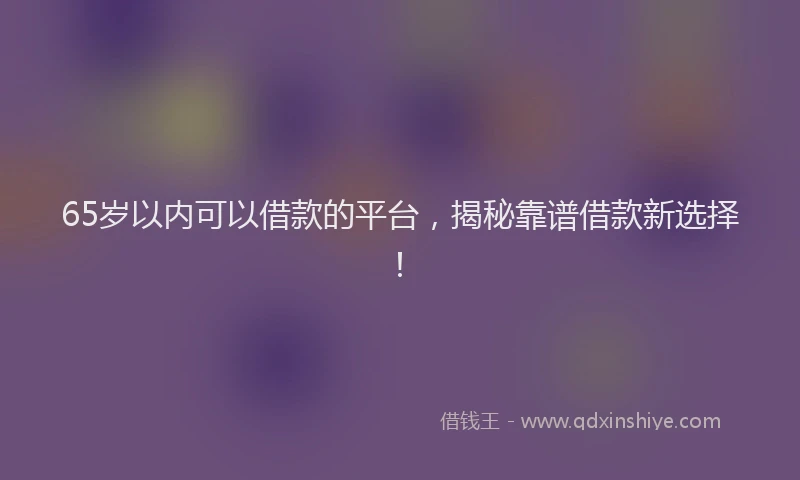 65岁以内可以借款的平台，揭秘靠谱借款新选择！