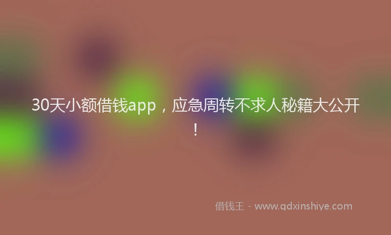 30天小额借钱app，应急周转不求人秘籍大公开！