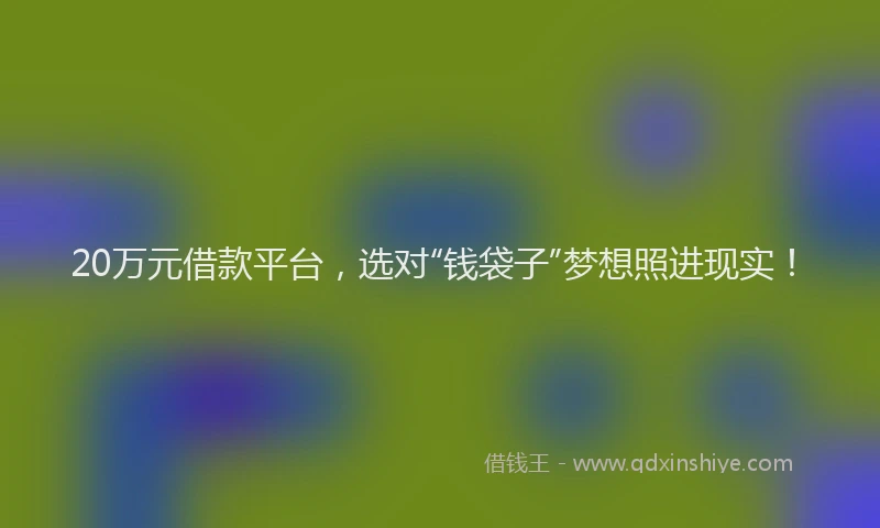20万元借款平台，选对“钱袋子”梦想照进现实！