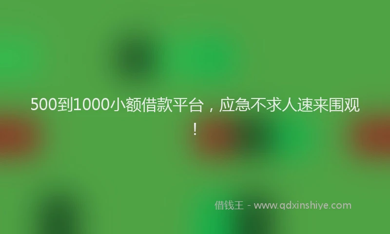 500到1000小额借款平台，应急不求人速来围观！