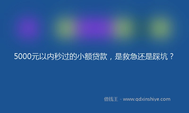 5000元以内秒过的小额贷款，是救急还是踩坑？