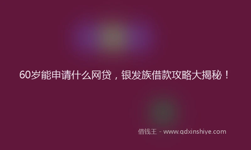 60岁能申请什么网贷，银发族借款攻略大揭秘！