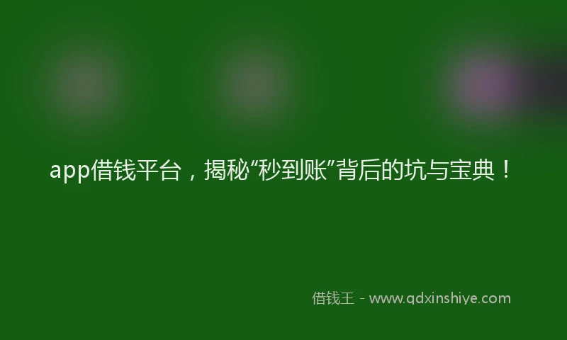 app借钱平台，揭秘“秒到账”背后的坑与宝典！