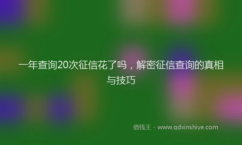 一年查询20次征信花了吗，解密征信查询的真相与技巧