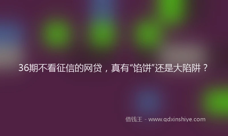 36期不看征信的网贷，真有“馅饼”还是大陷阱？