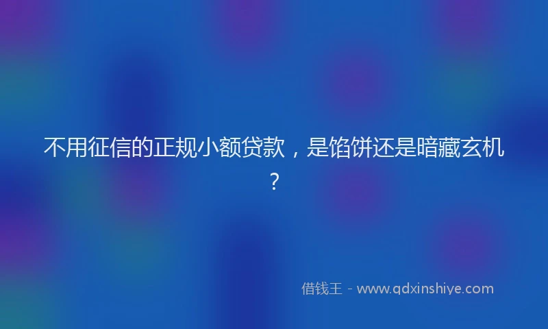 不用征信的正规小额贷款，是馅饼还是暗藏玄机？