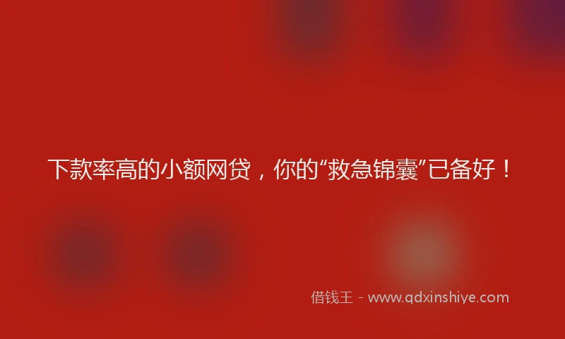 下款率高的小额网贷，你的“救急锦囊”已备好！