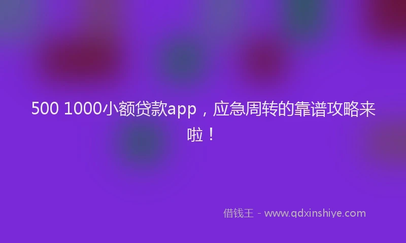 500 1000小额贷款app，应急周转的靠谱攻略来啦！